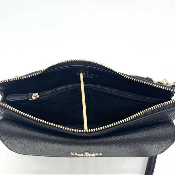 Kate Spade Leila Pebbled Leather Small Flap Crossbody Bag Black - Picture 9 of 10